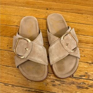 Tan Suede Slide Sandals - Sam Edelman